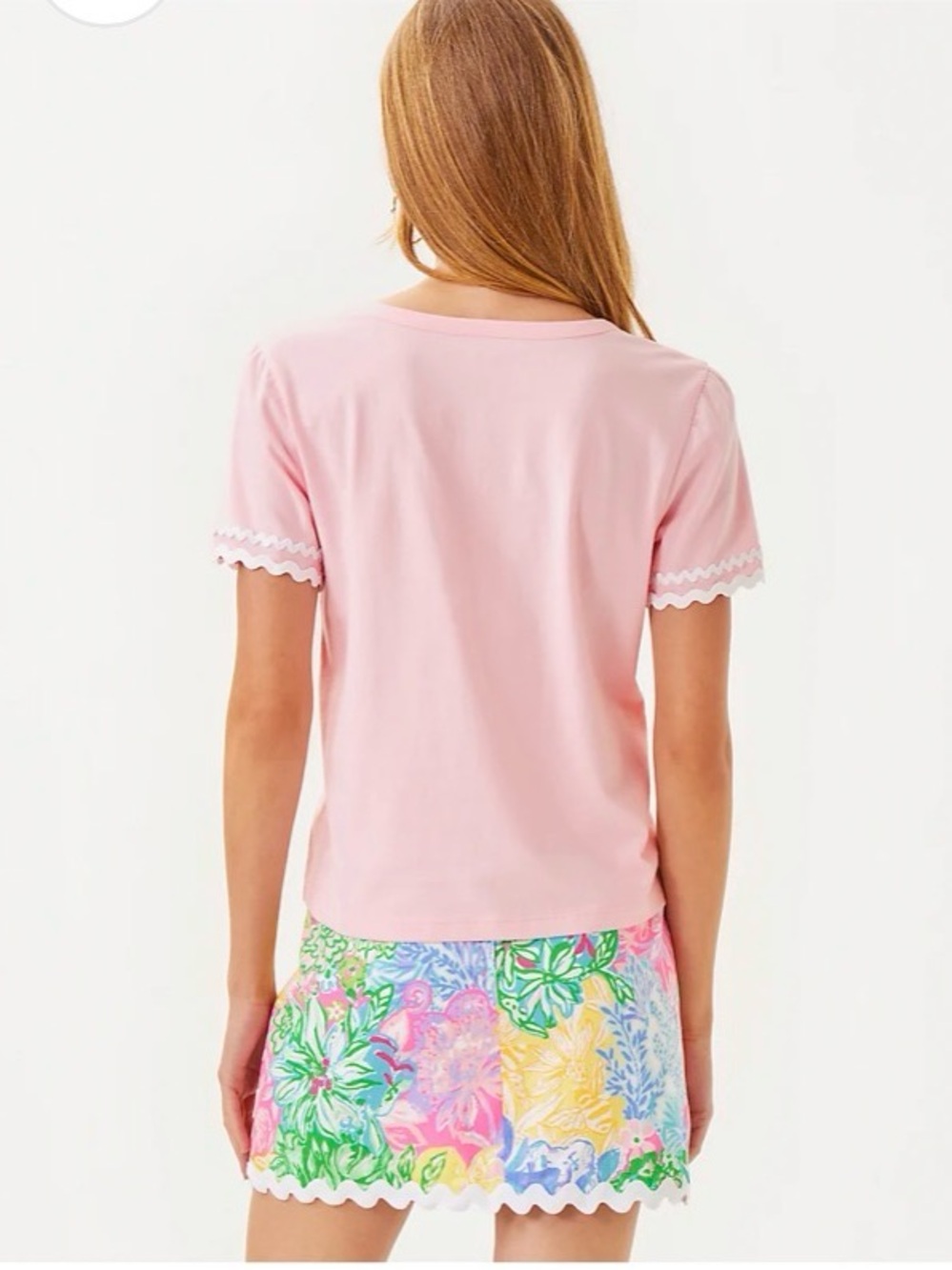 Lilly Pulitzer Clairmont Rick Rack Trimmed Knit Top in Pink Muse Size M - Picture 2 of 6
